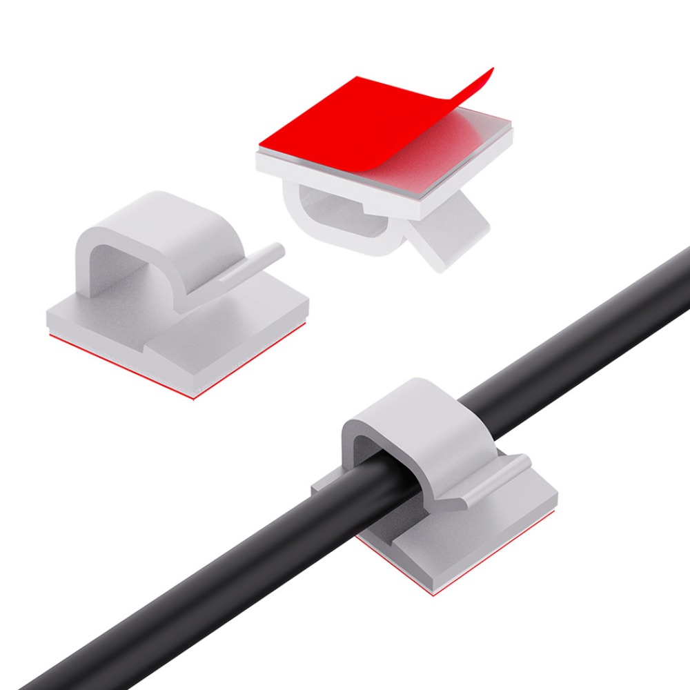 Desk Cable Organizer - R Shape Transparent Plastic Cable Clip