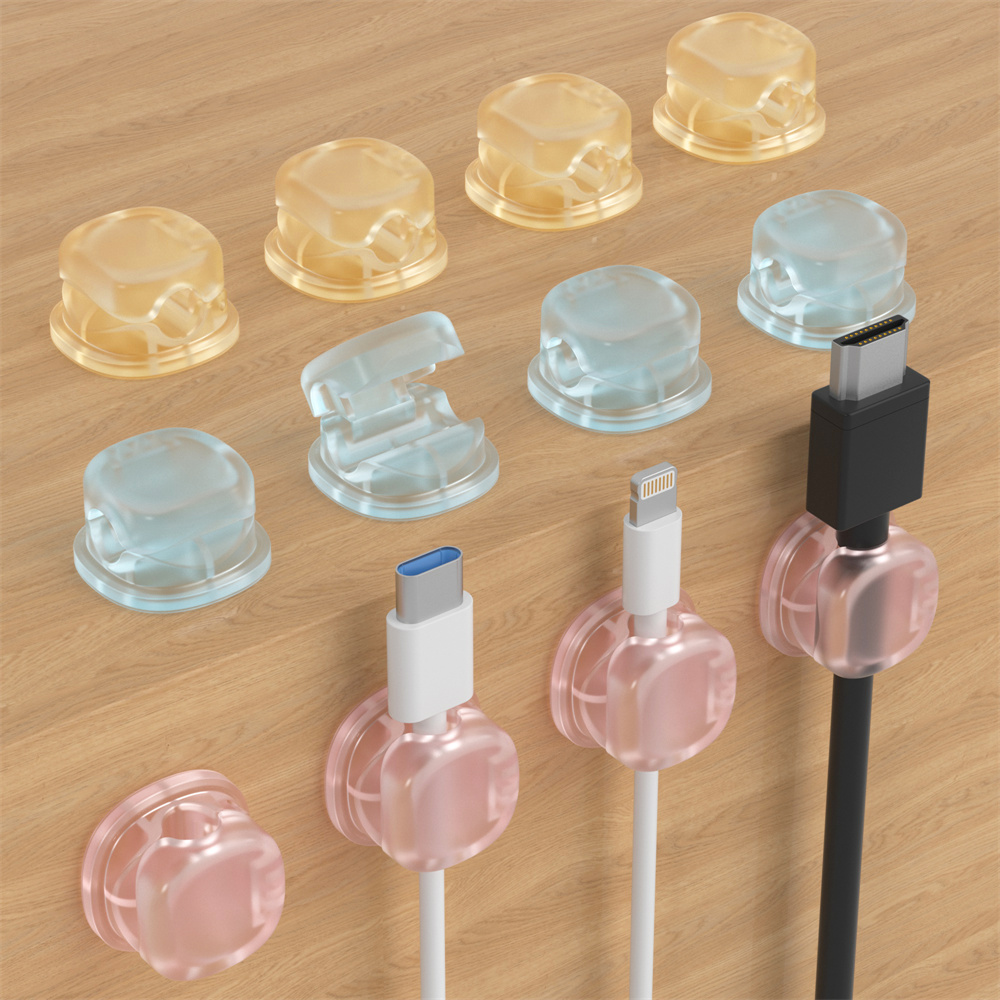 Desk Cable Organizer - 3 Transparent Color Magnetic Cable Organizer,