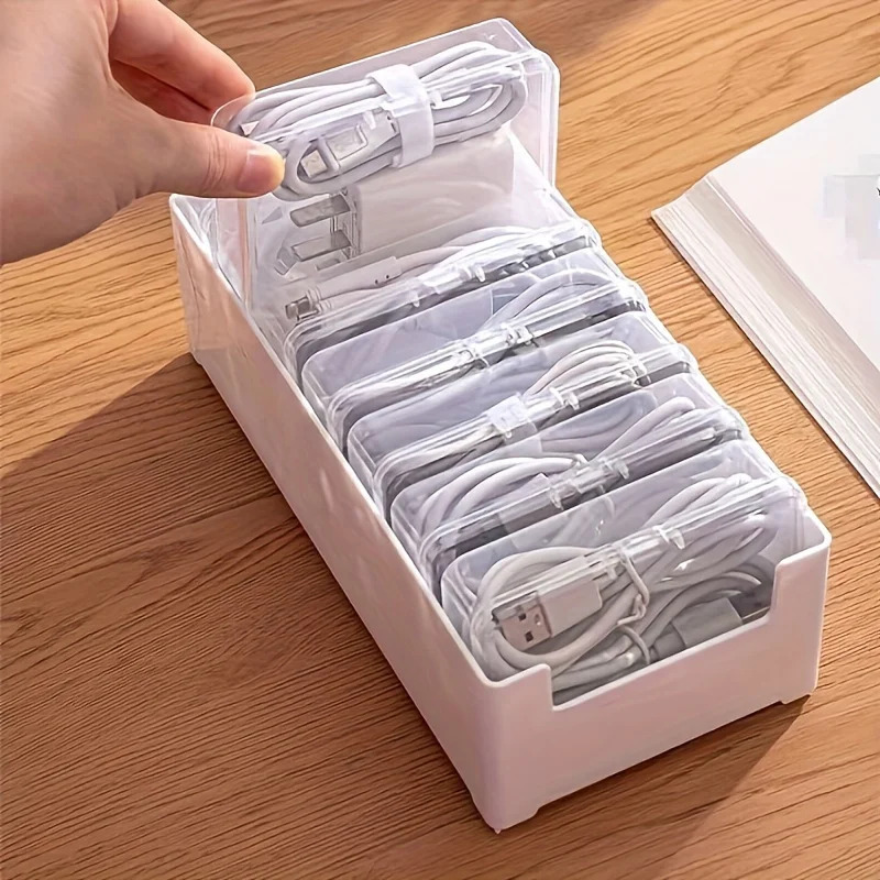 Desk Cable Organizer - Data Cable Storage Box with 7