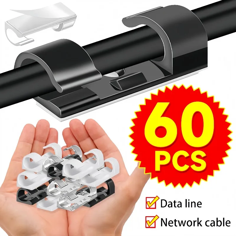 Desk Cable Organizer - Wire Holder Wall Cable Clips Self