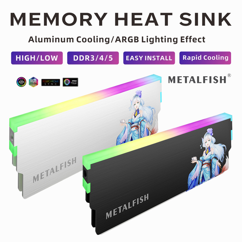 Pc Gaming Ddr3 - METALFISH DRAM Heatsink 5V-3PIN ARGB DDR3