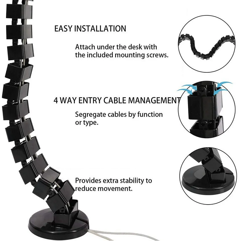 Wire Spine Cable Sleeve Under  - Desk Cable Organizer 评论和价格