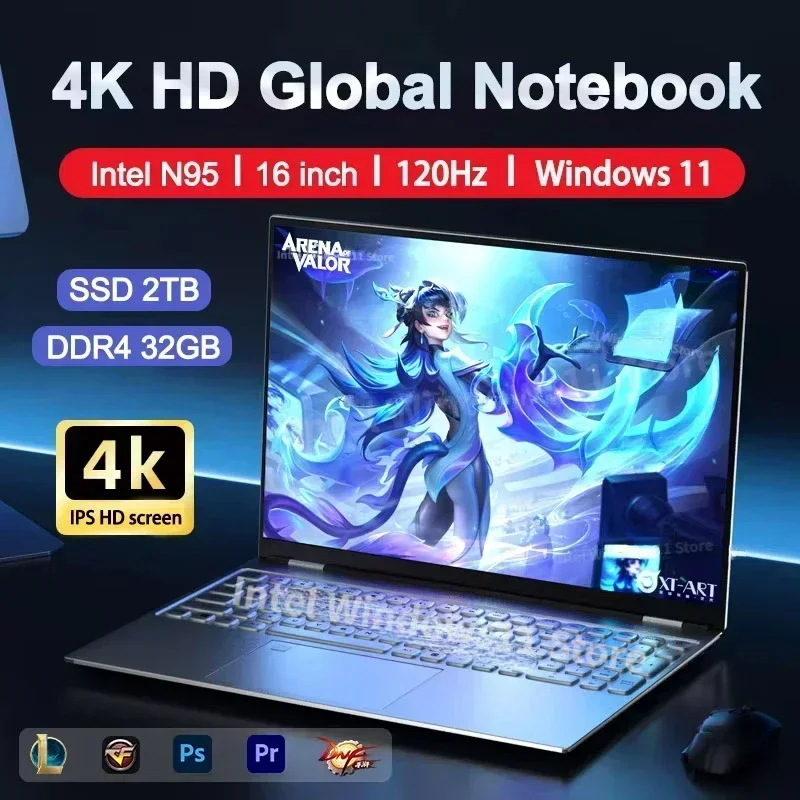 NEW  Laptop Intel N95 4K HD 12 - Pc Gaming Notebook 评论和价格